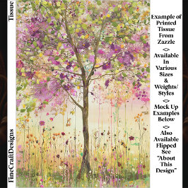 Boom met Bloemen Borduuraccenten EE5L Decoupage Tissuepapier