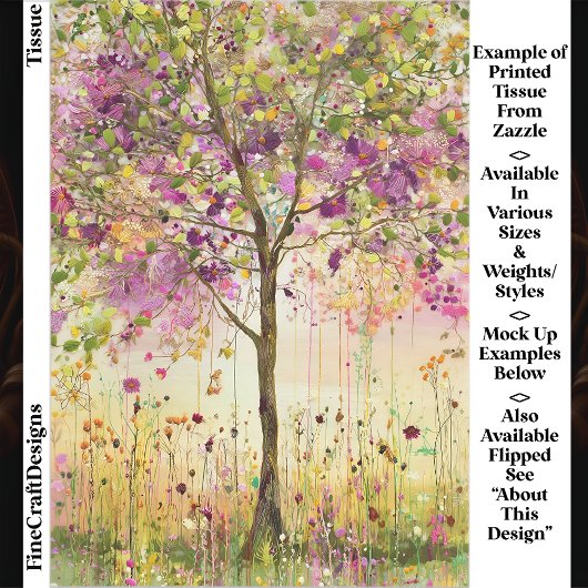 Boom met Bloemen Borduuraccenten EE5L Decoupage Tissuepapier