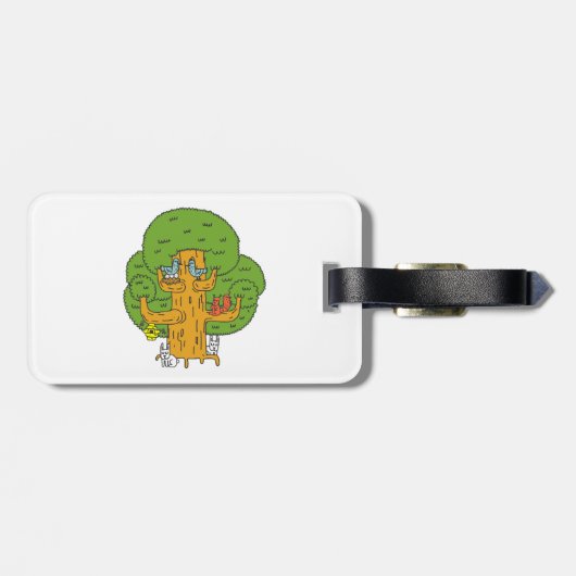 Boom met Bos Dieren Schattigee Natuur Bagagelabel (Achterkant horizontaal)