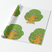 Boom met Bos Dieren Schattigee Natuur Cadeaupapier (Uitgerold)