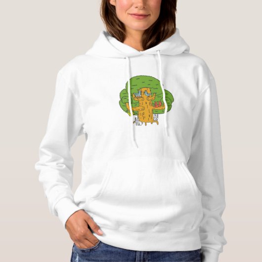 Boom met Bos Dieren Schattigee Natuur Hoodie (Voorkant)