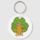 Boom met Bos Dieren Schattigee Natuur Sleutelhanger (Achterkant)