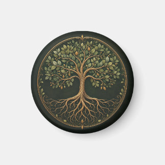 Boom met botanische motieven, levensboom, ronde ma magneet