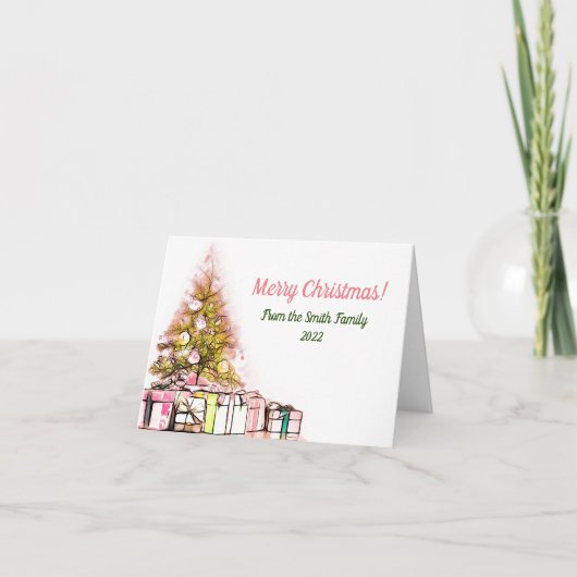 Boom met Cadeaus kerstkaart Bedankkaart (Voorkant)