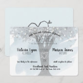 Boom met gebeeldhouwd hart en strijklichten blauw kaart (Voorkant / Achterkant)