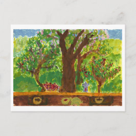 Boom met geschenken en schildpad-briefkaart briefkaart