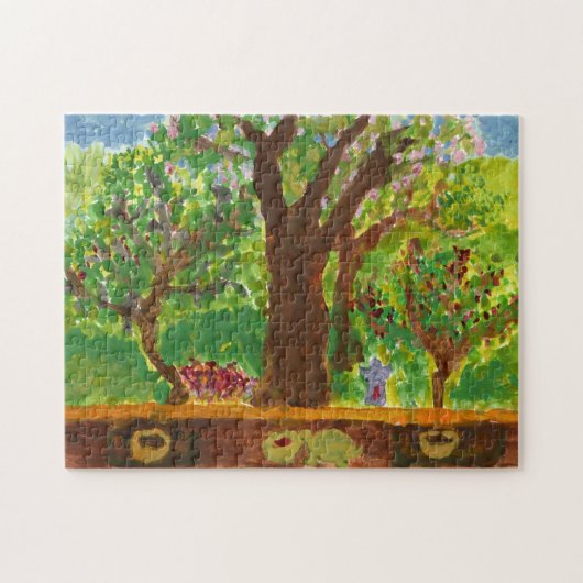 Boom met geschenken en schildpadpuzzel legpuzzel (Horizontaal)