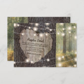 Boom met Gesneden Hart Trouw | Rustieke Slingerlam Informatiekaartje (Voorkant / Achterkant)