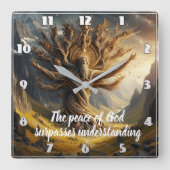 Boom met Goden vrede overtreft alles Vierkante Klok (Voorkant)