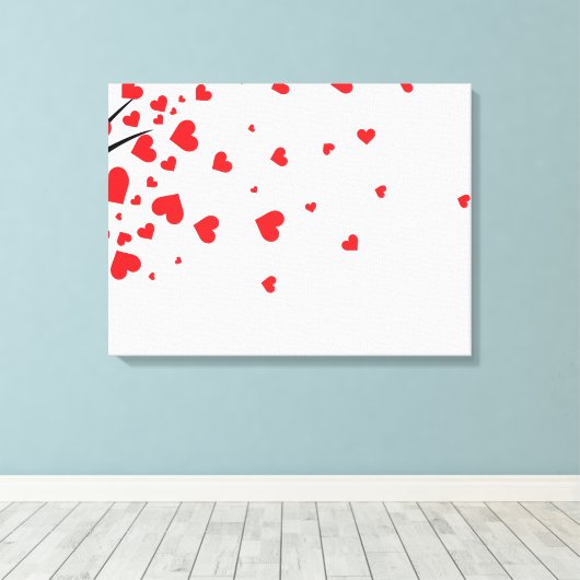 Boom met hartblaadjes canvas afdruk (Insitu (Houten vloer))