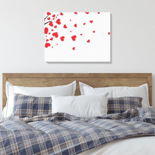Boom met hartblaadjes canvas afdruk (Insitu (Slaapkamer))