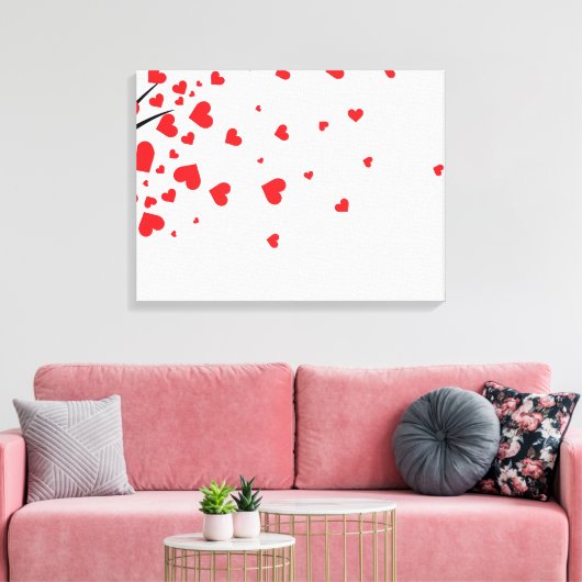 Boom met hartblaadjes canvas afdruk (Insitu (Woonkamer))