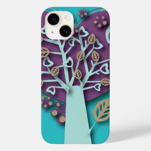 Boom met harten bloemen, Retro Love en Romance Case-Mate iPhone Case (Achterkant)