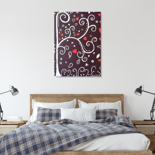 Boom met harten van Michael Dooley Canvas Afdruk (Insitu (Slaapkamer))