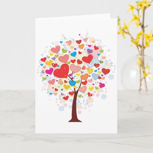 Boom met hartvormig blad Wenskaarten Kaart (Gele Bloem)