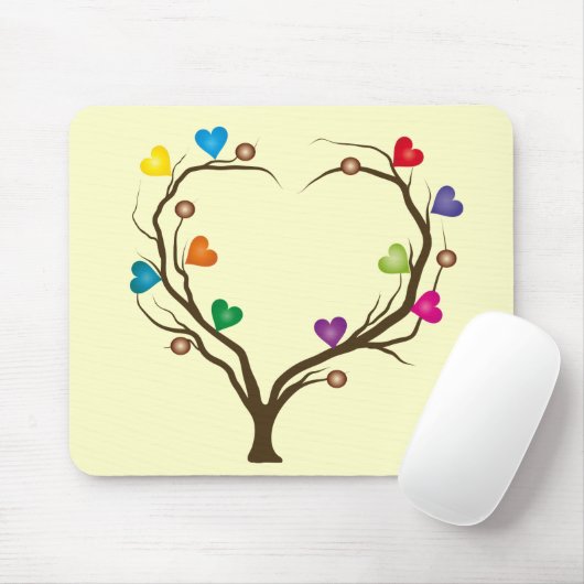 boom met heldere harten muismat (Met muis)