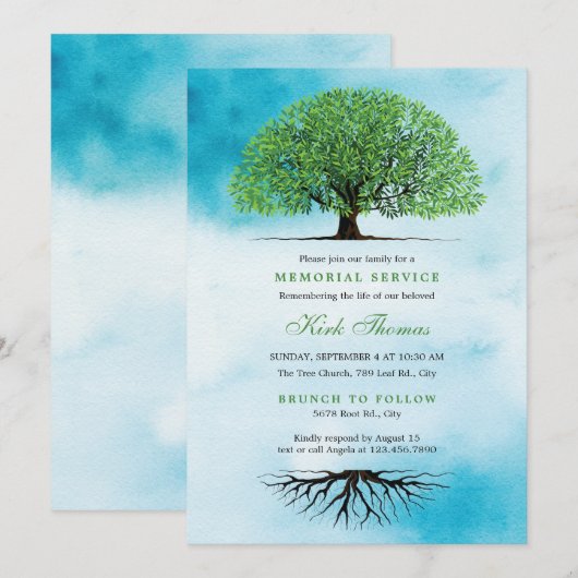 Boom met Jubileum van bladeren en wortels Kaart (Voorkant / Achterkant)