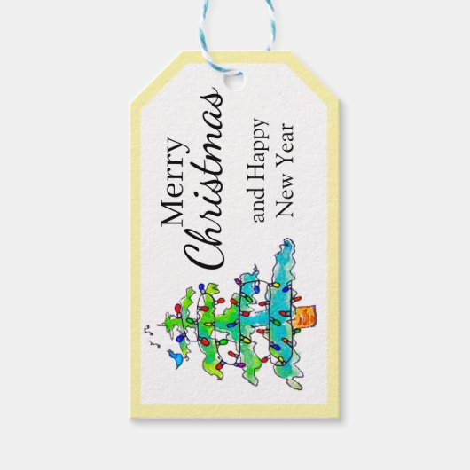 Boom Met Lichtjes Cadeaulabel (Voorkant)