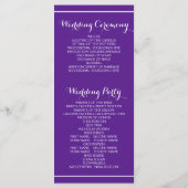 Boom met mousserende lichten paars trouwprogramma programmakaart (Achterkant)