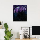 Boom met Paarse Leaves Wisteria Spells Digital Poster (Thuiskantoor)