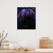 Boom met Paarse Leaves Wisteria Spells Digital Poster (Keuken)