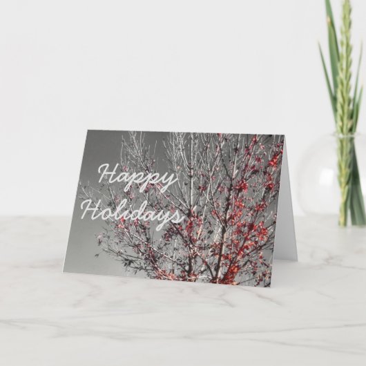 Boom met rode Prettige feestdagen Kaart (Voorkant)