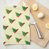 Boom met rood lint kerst theedoek (Quarter Fold)