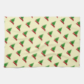 Boom met rood lint kerst theedoek (Horizontaal)