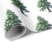 Boom met Sneeuw Kerstmis Vakantie Patroon Cadeaupapier (Rol Hoek)