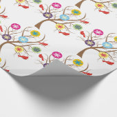 Boom met sneeuwvlokken en kardinalen, aangepast cadeaupapier (Hoek)