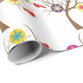 Boom met sneeuwvlokken en kardinalen, aangepast cadeaupapier (Rol Hoek)