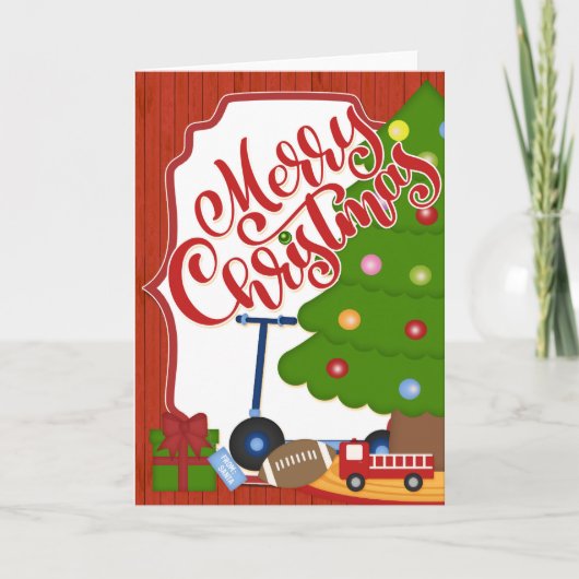 Boom met speelgoed - Vrolijk kerstfeest Kaart (Voorkant)
