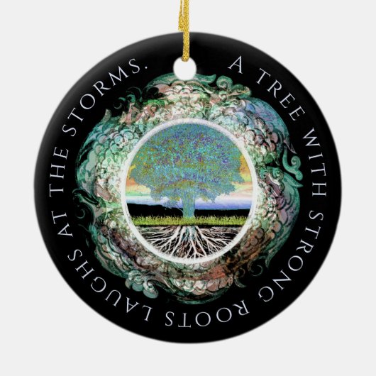 Boom met sterke punten Positief Bericht Keramisch Ornament (Achterkant)