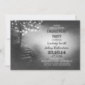 Boom met String Lights Rustic Engagement Party Kaart (Voorkant)