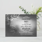 Boom met String Lights Rustic Engagement Party Kaart (Staand voorkant)
