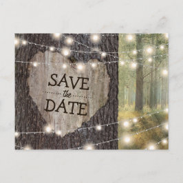 Boom met uitgehouwen hart Huwelijk | Save the Date Aankondigingskaart