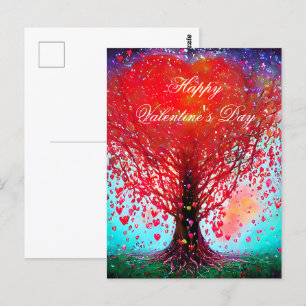 Boom met vallende harten valentijn briefkaart