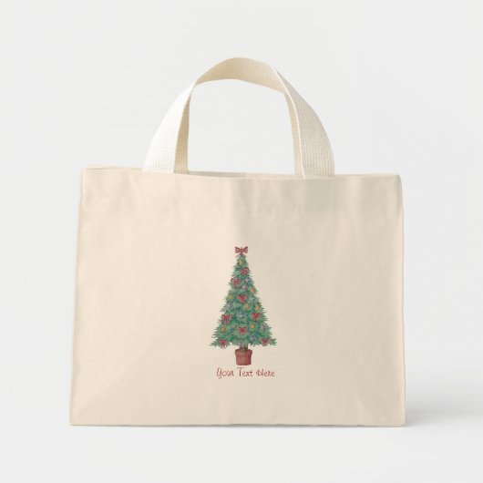 boom met versieringen rode bogen voor kerstmis mini tote bag (Voorkant)