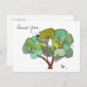 Boom met Vogels en Bijen Dank Je Briefkaart (Voorkant / Achterkant)