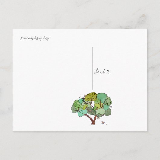 Boom met Vogels en Bijen Dank Je Briefkaart (Achterkant)