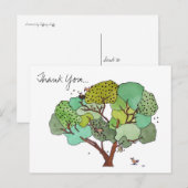Boom met vogels en bijen Dank je wel Briefkaart (Voorkant / Achterkant)