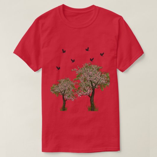 Boom met vogels t-shirt (Design voorkant)