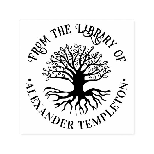 Boom met wortels en bladeren #2R Bibliotheek Boekn Zelfinktende Stempel (Design)
