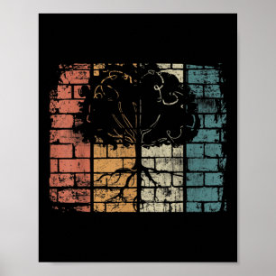 Boom met wortels - Retro Natuur Milieu Poster