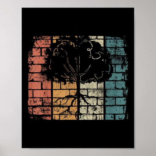 Boom met wortels - Retro Natuur Milieu Poster (Voorkant)