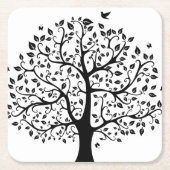 Boom met zwart en wit leven kartonnen onderzetters (Voorkant)