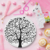 Boom met zwart en wit leven papieren bordje (Feest)
