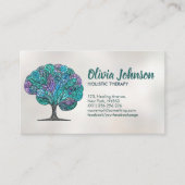 Boom Mozaïek Kunst - Turquoise en Paarse Visitekaartje (Voorkant)