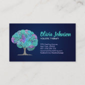 Boom Mozaïek Kunst - Turquoise en Paarse Visitekaartje (Voorkant)