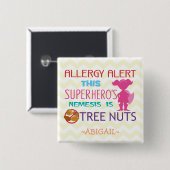 Boom Nut Allergy Alert Superheld Girl Button (Voorkant /achterkant)